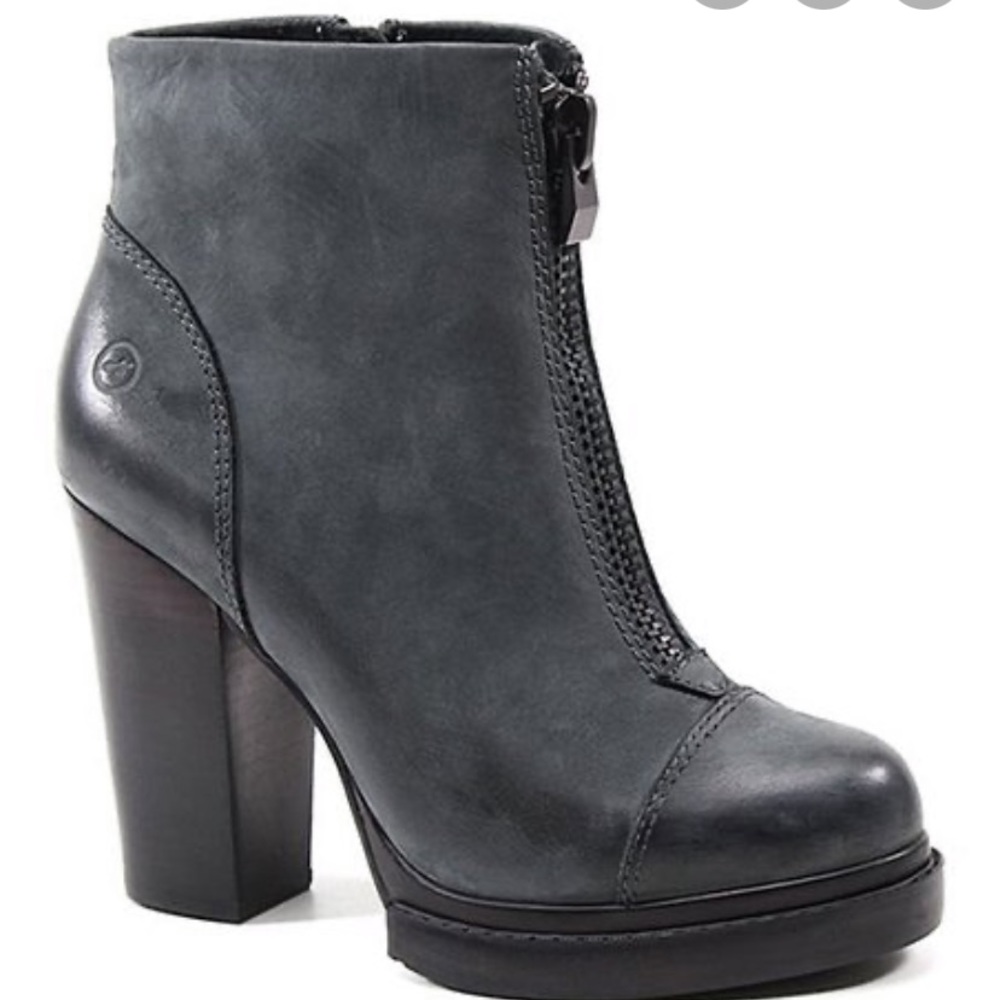 Bronx slate platform leather ankle boots